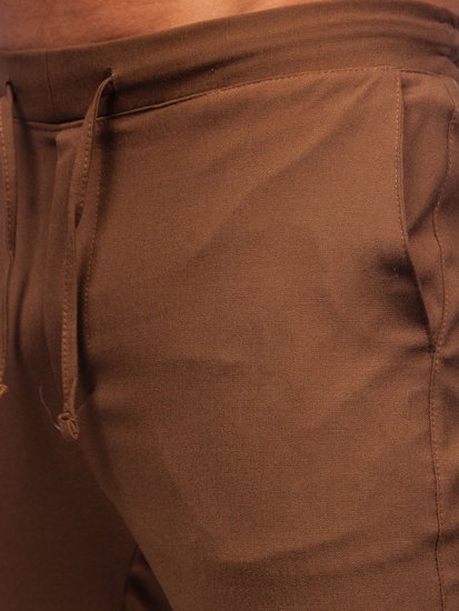 Кафяви мъжки джогинг панталони от текстил Bolf 0011