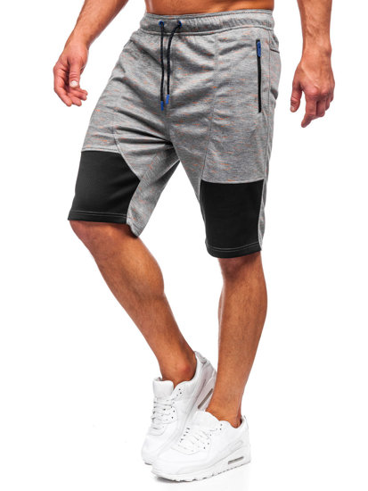 Къси мъжки спортни панталони в сиво Bolf Q3859