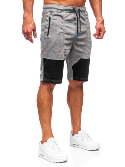 Къси мъжки спортни панталони в сиво Bolf Q3859