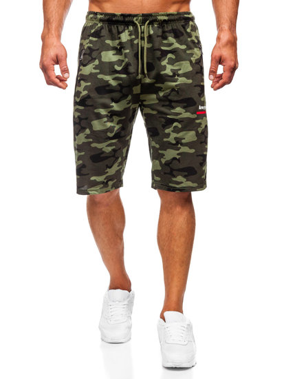 Къси спортни камуфлажни мъжки панталони в цвят каки Bolf HW2638