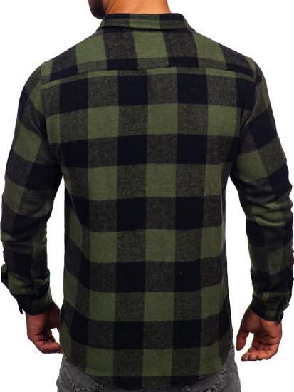 Мъжка бархетна риза с дълъг ръкав в цвят каки Bolf 20723