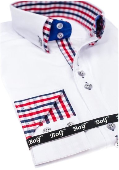 Мъжка елегантна риза с дълъг ръкав бяла Bolf 0926