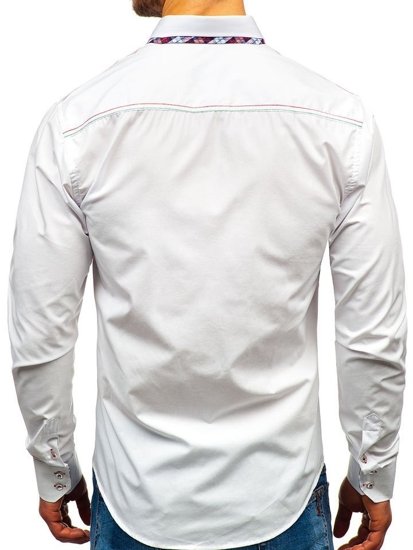 Мъжка елегантна риза с дълъг ръкав бяла Bolf 2701