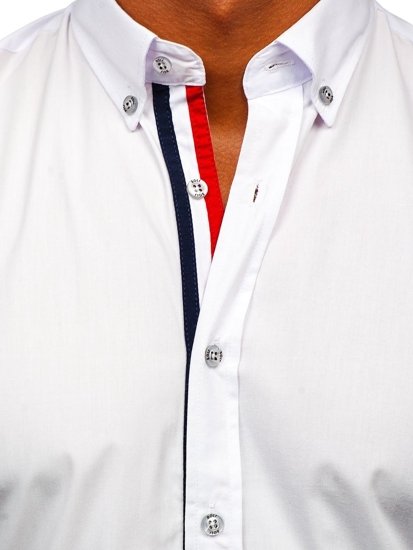 Мъжка елегантна риза с дълъг ръкав бяла Bolf 3713