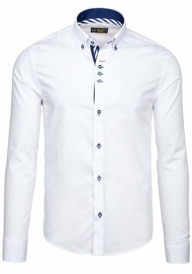 Мъжка елегантна риза с дълъг ръкав бяла Bolf 5796