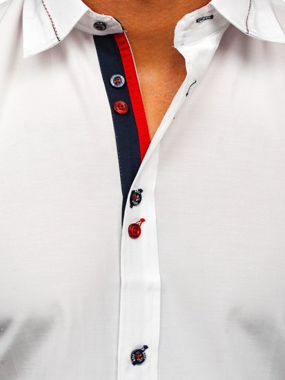Мъжка елегантна риза с дълъг ръкав бяла Bolf 5826