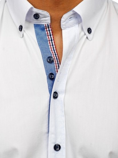 Мъжка елегантна риза с дълъг ръкав бяла Bolf 8838-1