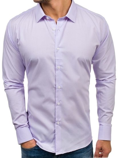 Мъжка елегантна риза с дълъг ръкав виолет Bolf TS100