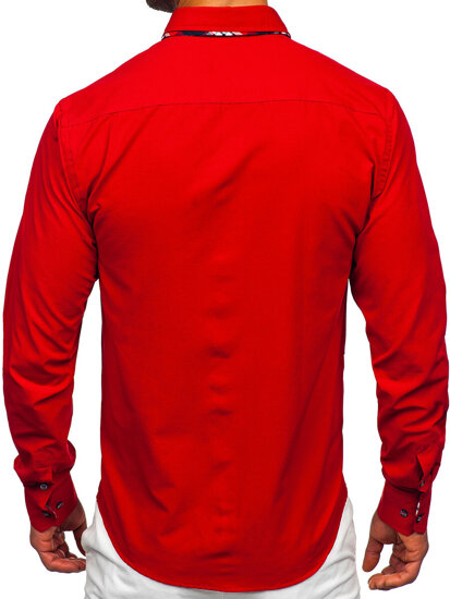 Мъжка елегантна риза с дълъг ръкав червена Bolf 4704