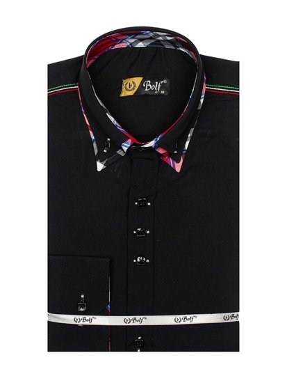 Мъжка елегантна риза с дълъг ръкав черна Bolf 2705