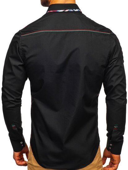 Мъжка елегантна риза с дълъг ръкав черна Bolf 3701