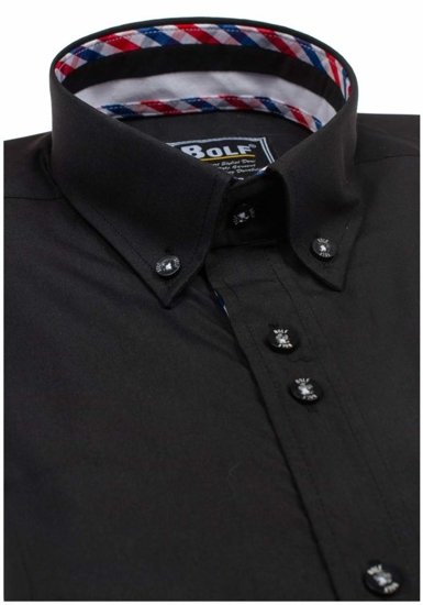Мъжка елегантна риза с дълъг ръкав черна Bolf 5820