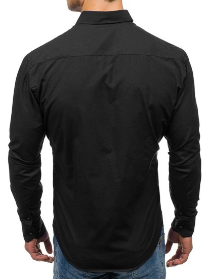 Мъжка елегантна риза с дълъг ръкав черна Bolf 5827