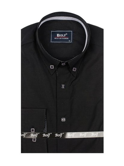 Мъжка елегантна риза с дълъг ръкав черна Bolf 7727