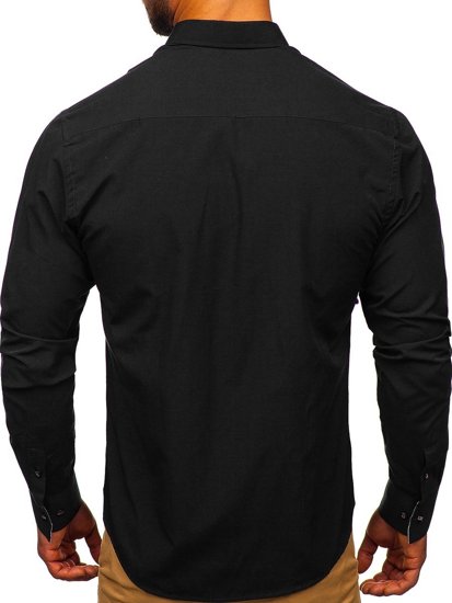 Мъжка елегантна риза с дълъг ръкав черна Bolf 8839