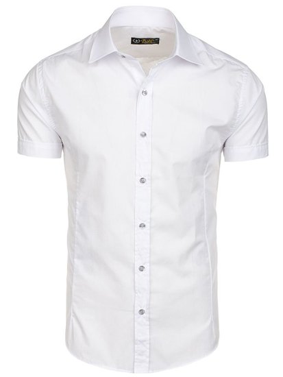 Мъжка елегантна риза с къс ръкав бяла Bolf 7501
