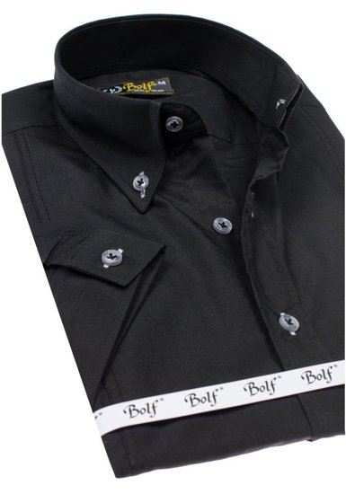Мъжка елегантна риза с къс ръкав черна Bolf 5535