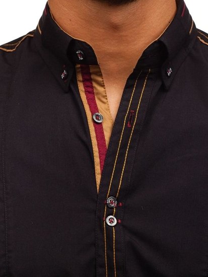 Мъжка елегантна риза с къс ръкав черна Bolf 6513