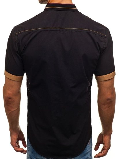 Мъжка елегантна риза с къс ръкав черна Bolf 6513