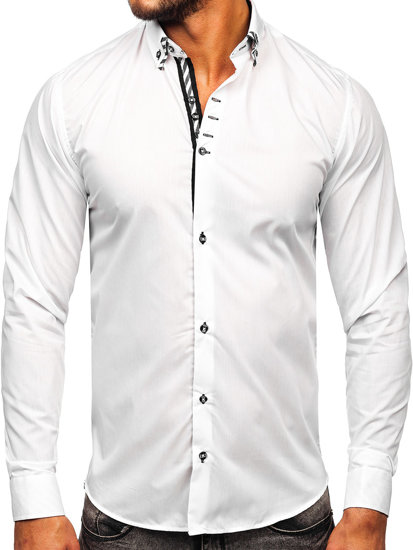 Мъжка риза с дълъг ръкав бяла Bolf 3762