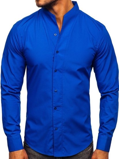 Мъжка риза с дълъг ръкав кобалтовосиня Bolf 5702