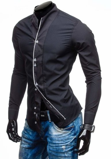 Мъжка риза с дълъг ръкав черна Bolf 5720-1