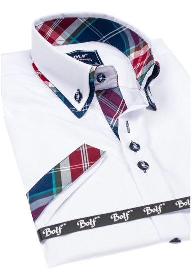 Мъжка риза с къс ръкав бял Bolf 6540