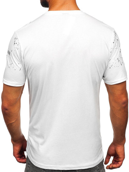 Мъжка тениска с принт бяла Bolf 14204