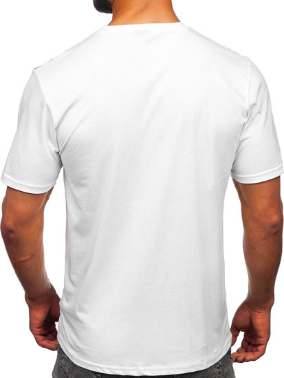 Мъжка тениска с принт бяла Bolf 14207