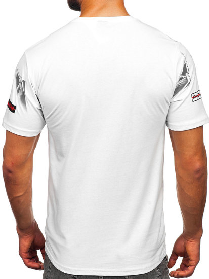 Мъжка тениска с принт бяла Bolf 14208