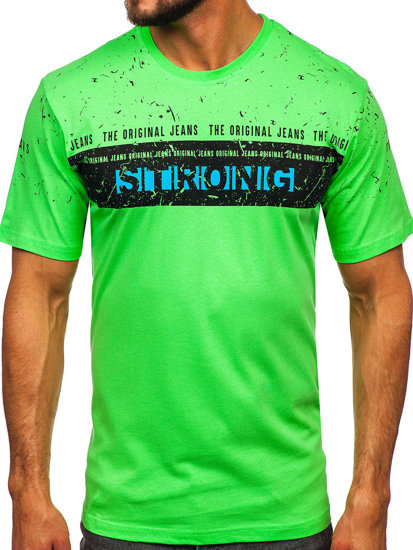 Мъжка тениска с принт светлозелена Bolf 14204