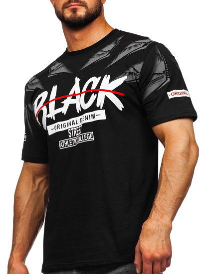 Мъжка тениска с принт черна Bolf 14208