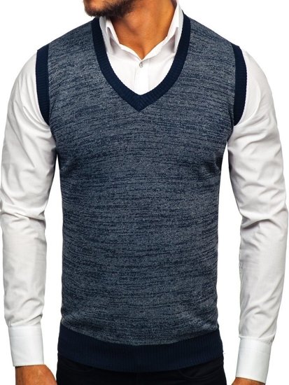 Мъжки пуловер без ръкави тъмносин Bolf 8131