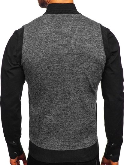 Мъжки пуловер без ръкави черен Bolf 8131