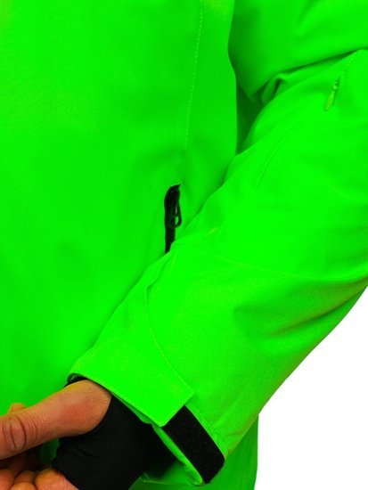 Мъжко зимно спортно яке в цвят зелен неон Bolf HH011