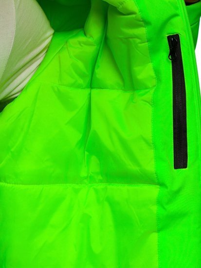 Мъжко зимно спортно яке в цвят зелен неон Bolf HH011