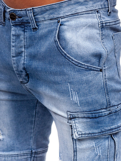 Наситеносини дънкови мъжки къси карго панталони Bolf MP0039BC