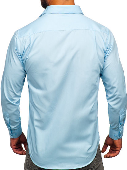 Небесносиня мъжка елегантна риза с дълъг ръкав Bolf M14