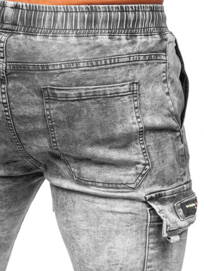 Сиви къси мъжки дънки с карго джобове Bolf TF198