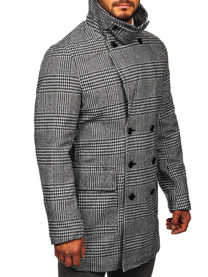 Сиво топло мъжко карирано палто Bolf 1192