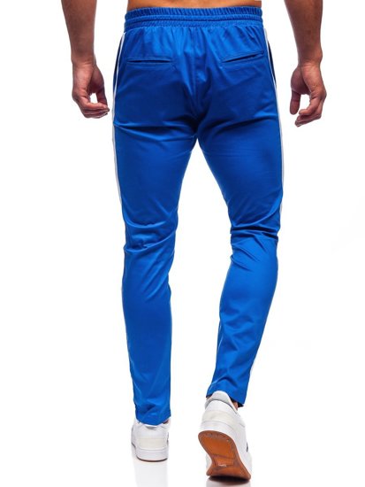 Сини мъжки панталони от текстил тип джогър Bolf 0013