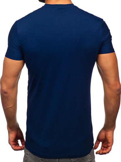 Тъмносиня мъжка тениска без принт Bolf MT3001 