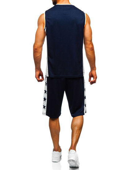 Тъмносин мъжки комплект: тениска + шорти Bolf C10171