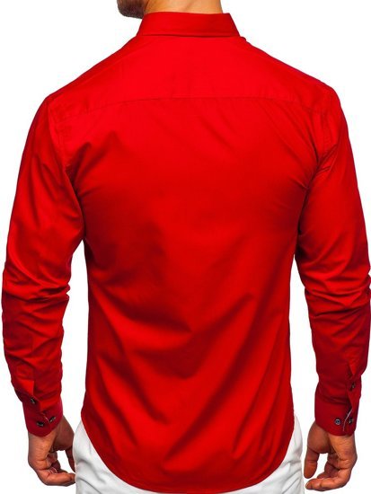 Червена мъжка риза с дълъг ръкав Bolf 20719