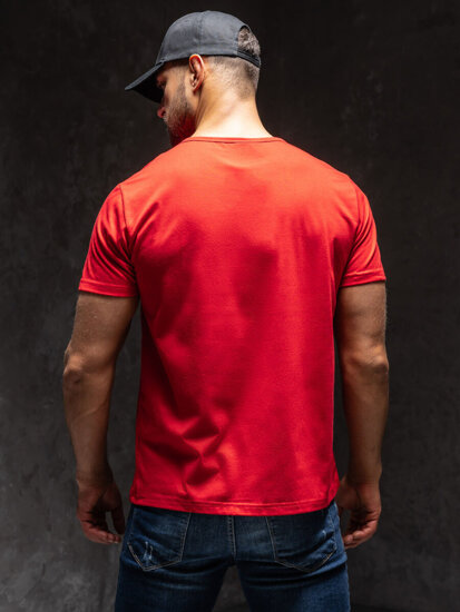 Червена мъжка тениска с принт Bolf KS2652