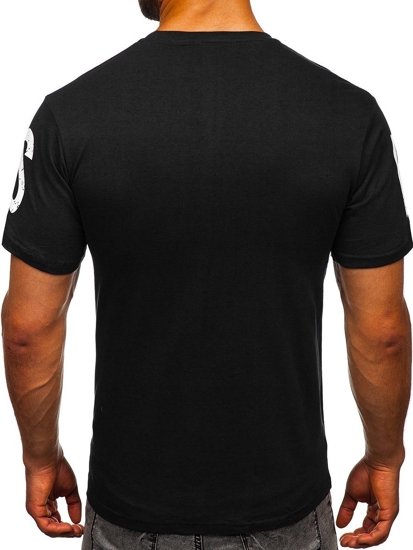 Черна мъжка тениска с принт Bolf 1180