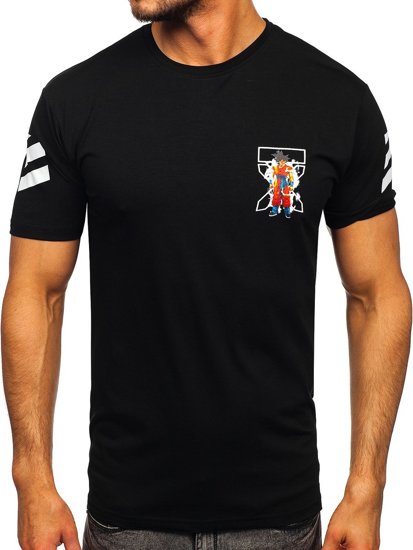 Черна мъжка тениска с принт Bolf 2607