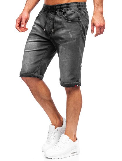 Черни мъжки къси дънкови панталони Bolf K15010-2