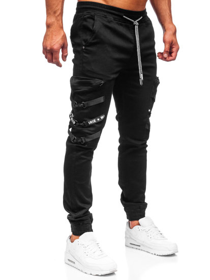 Черни мъжки панталони типа джогър с карго джобове Bolf KA2101-13P
