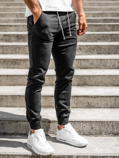 Черни мъжки панталони типа джогър Bolf CT8808